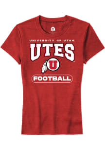 Rally Utah Utes Womens Red Football Short Sleeve T-Shirt