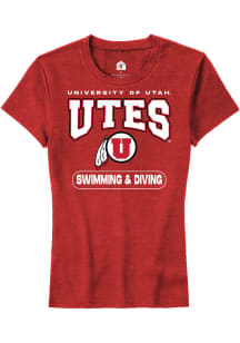 Rally Utah Utes Womens Red Swim and Dive Short Sleeve T-Shirt