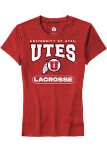 Rally Utah Utes Womens Red Lacrosse Short Sleeve T-Shirt