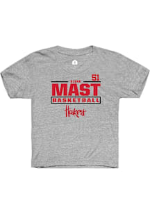 Rienk Mast  Rally Nebraska Cornhuskers Youth Grey NIL Stacked Box Short Sleeve T-Shirt