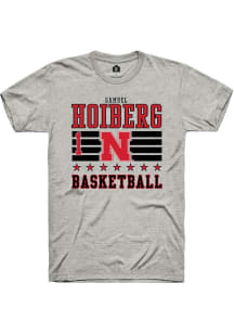 Samuel Hoiberg Ash Nebraska Cornhuskers NIL Striped Short Sleeve T Shirt