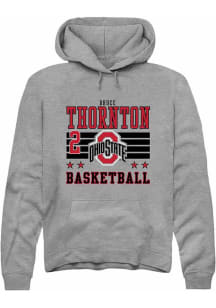 Bruce Thornton Rally Mens Grey Ohio State Buckeyes NIL Striped Hooded Sweatshirt