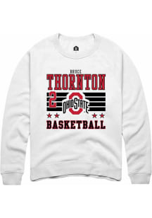 Bruce Thornton Rally Mens White Ohio State Buckeyes NIL Striped Crew Sweatshirt