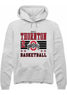 Bruce Thornton Rally Mens White Ohio State Buckeyes NIL Striped Hooded Sweatshirt