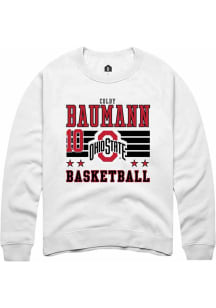Colby Baumann Rally Mens White Ohio State Buckeyes NIL Striped Crew Sweatshirt