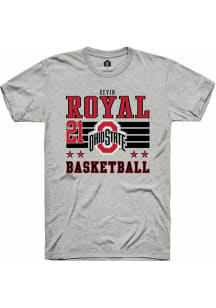 Devin Royal Ash Ohio State Buckeyes NIL Striped Short Sleeve T Shirt