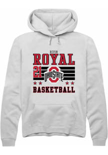 Devin Royal Rally Mens White Ohio State Buckeyes NIL Striped Hooded Sweatshirt