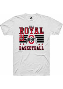Devin Royal White Ohio State Buckeyes NIL Striped Short Sleeve T Shirt