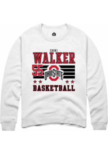 Eboni Walker Rally Mens White Ohio State Buckeyes NIL Striped Crew Sweatshirt