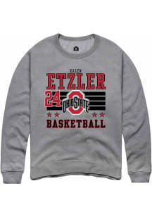 Kalen Etzler Rally Mens Grey Ohio State Buckeyes NIL Striped Crew Sweatshirt