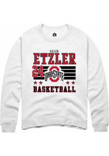 Kalen Etzler Rally Mens White Ohio State Buckeyes NIL Striped Crew Sweatshirt