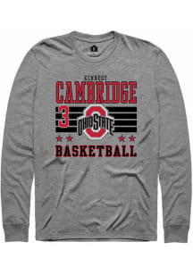 Kennedy Cambridge Rally Mens Grey Ohio State Buckeyes NIL Striped Tee