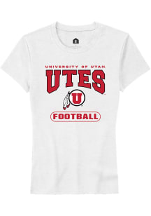 Rally Utah Utes Womens White Football Short Sleeve T-Shirt