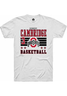 Kennedy Cambridge White Ohio State Buckeyes NIL Striped Short Sleeve T Shirt