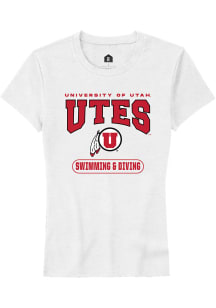Rally Utah Utes Womens White Swim and Dive Short Sleeve T-Shirt