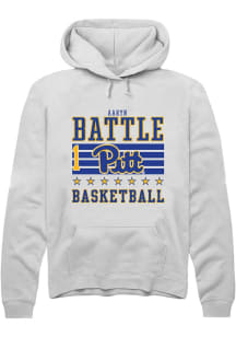 Aaryn Battle Rally Mens White Pitt Panthers NIL Striped Hooded Sweatshirt