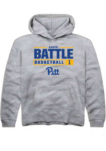 Aaryn Battle Rally Youth Grey Pitt Panthers NIL Stacked Box Long Sleeve Hooded Sweatshirt