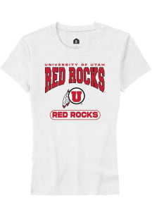 Rally Utah Utes Womens White Gymnastics Short Sleeve T-Shirt