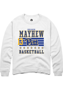 Benjamin Mayhew Rally Mens White Pitt Panthers NIL Striped Crew Sweatshirt