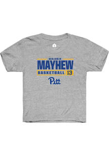 Benjamin Mayhew Rally Youth Grey Pitt Panthers NIL Stacked Box Short Sleeve T-Shirt