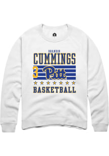 Brandin Cummings Rally Mens White Pitt Panthers NIL Striped Crew Sweatshirt
