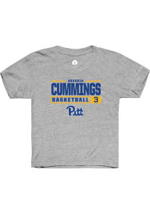 Brandin Cummings Rally Youth Grey Pitt Panthers NIL Stacked Box Short Sleeve T-Shirt