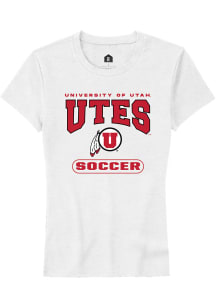 Rally Utah Utes Womens White Soccer Short Sleeve T-Shirt