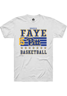 khadija faye White Pitt Panthers NIL Striped Short Sleeve T Shirt