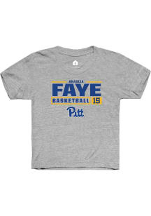 khadija faye Rally Youth Grey Pitt Panthers NIL Stacked Box Short Sleeve T-Shirt