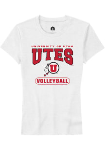 Rally Utah Utes Womens White Volleyball Short Sleeve T-Shirt