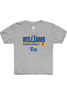 Kiara Williams Rally Youth Grey Pitt Panthers NIL Stacked Box Short Sleeve T-Shirt