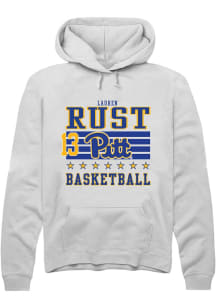 Lauren Rust Rally Mens White Pitt Panthers NIL Striped Hooded Sweatshirt