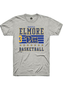 MaKayla Elmore Ash Pitt Panthers NIL Striped Short Sleeve T Shirt