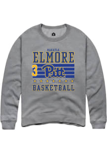 MaKayla Elmore Rally Mens Grey Pitt Panthers NIL Striped Crew Sweatshirt