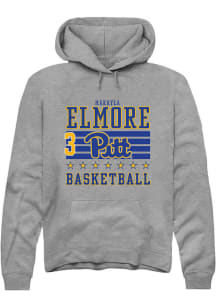 MaKayla Elmore Rally Mens Grey Pitt Panthers NIL Striped Hooded Sweatshirt