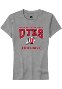 Rally Utah Utes Womens Grey Football Short Sleeve T-Shirt