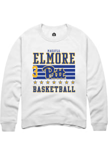 MaKayla Elmore Rally Mens White Pitt Panthers NIL Striped Crew Sweatshirt