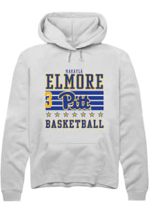 MaKayla Elmore Rally Mens White Pitt Panthers NIL Striped Hooded Sweatshirt