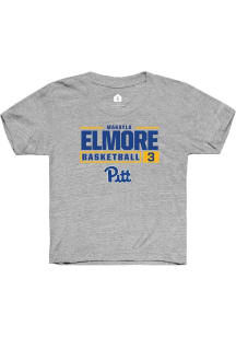 MaKayla Elmore Rally Youth Grey Pitt Panthers NIL Stacked Box Short Sleeve T-Shirt