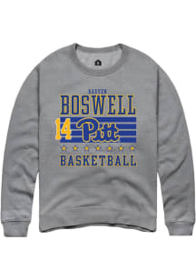 Raeven Boswell Rally Mens Grey Pitt Panthers NIL Striped Crew Sweatshirt