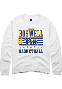 Raeven Boswell Rally Mens White Pitt Panthers NIL Striped Crew Sweatshirt