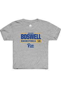 Raeven Boswell Rally Youth Grey Pitt Panthers NIL Stacked Box Short Sleeve T-Shirt