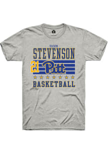 Vason Stevenson Ash Pitt Panthers NIL Striped Short Sleeve T Shirt