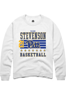 Vason Stevenson Rally Mens White Pitt Panthers NIL Striped Crew Sweatshirt