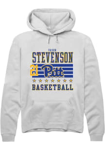 Vason Stevenson Rally Mens White Pitt Panthers NIL Striped Hooded Sweatshirt