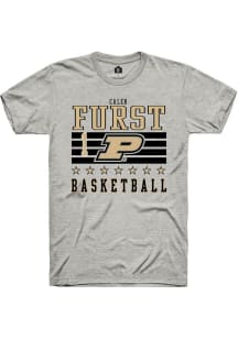 Caleb Furst Ash Purdue Boilermakers NIL Striped Short Sleeve T Shirt