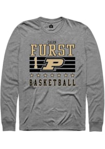 Caleb Furst Rally Mens Grey Purdue Boilermakers NIL Striped Tee