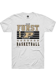 Caleb Furst White Purdue Boilermakers NIL Striped Short Sleeve T Shirt