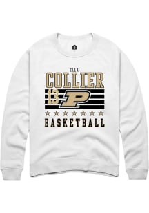 Ella Collier Rally Mens White Purdue Boilermakers NIL Striped Crew Sweatshirt