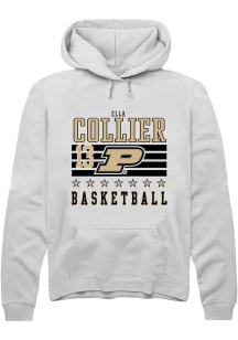 Ella Collier Rally Mens White Purdue Boilermakers NIL Striped Hooded Sweatshirt